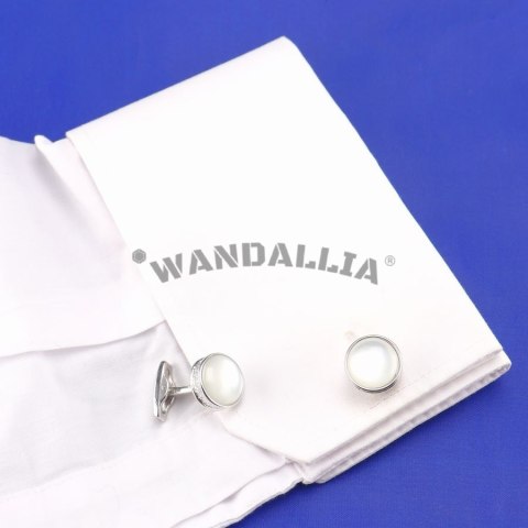 WANDALLIA Spinki do mankietów SP-MN-712 Okrągłe Srebrne Klasyczne Męskie WANDALLIA Spinki do mankietów SP-MN-712 Okrągłe Srebrne Klasyczne Męskie