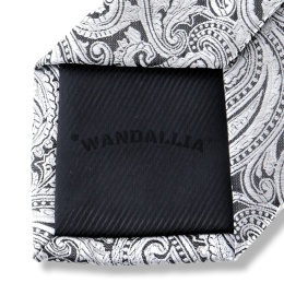 WANDALLIA Krawat Biały Męski Stylowy Klasyczny Biznesowy Formalny Śubny